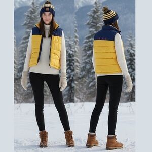 Dejavu Puffer Sporty Vest Blue/Yellow Colour Block